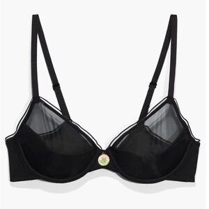 🆕 Savage X Fenty Black Plunge Bra Sheer - Size: 36C